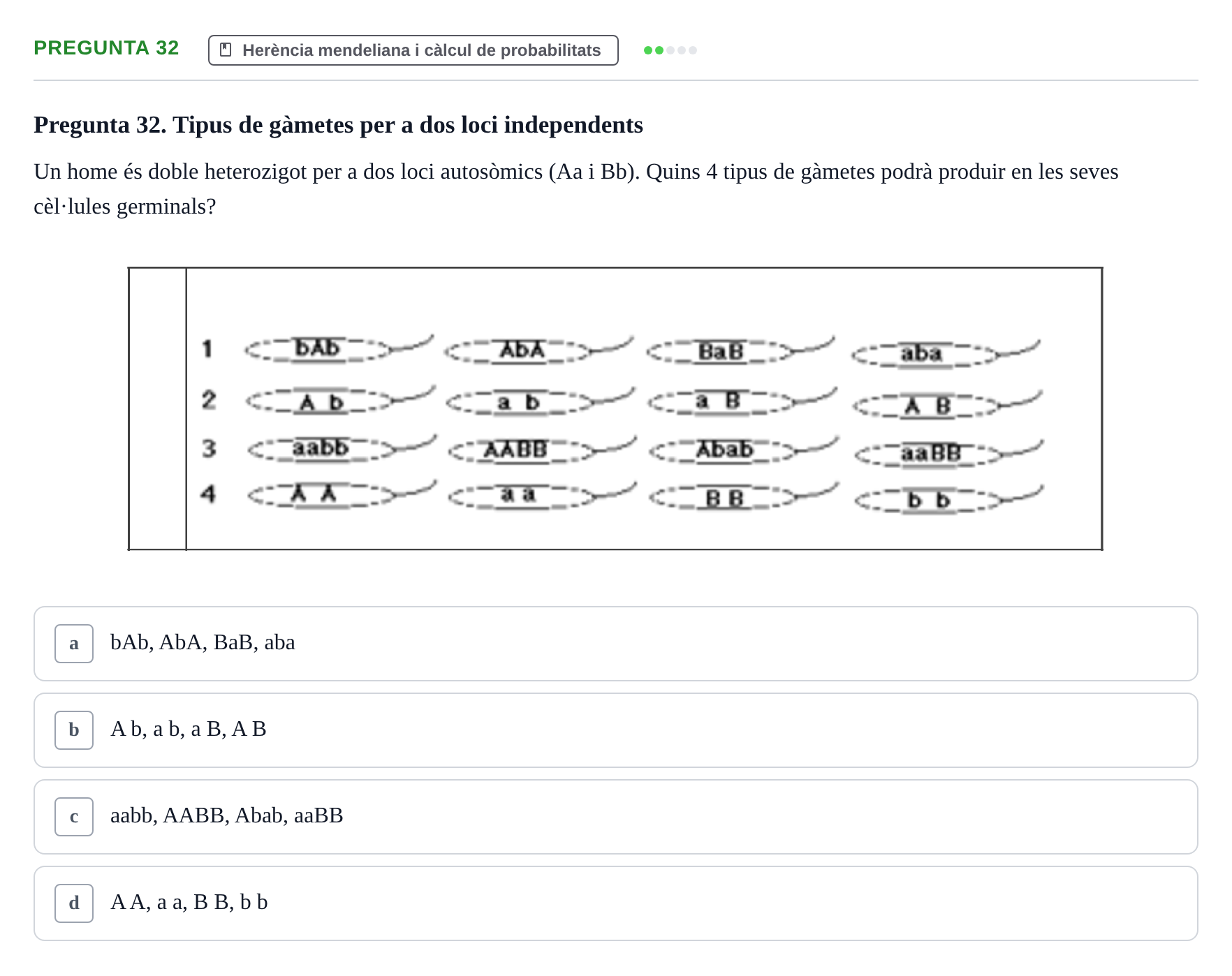 Enunciado: Pregunta 32 · Genòmica Humana UDL Examen: Genòmica Humana (2n Parcial)