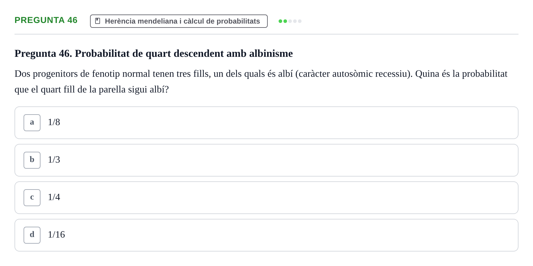 Enunciado: Pregunta 46 · Genòmica Humana UDL Examen: Genòmica Humana (2n Parcial)