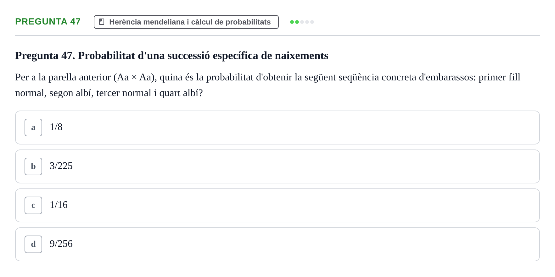 Enunciado: Pregunta 47 · Genòmica Humana UDL Examen: Genòmica Humana (2n Parcial)