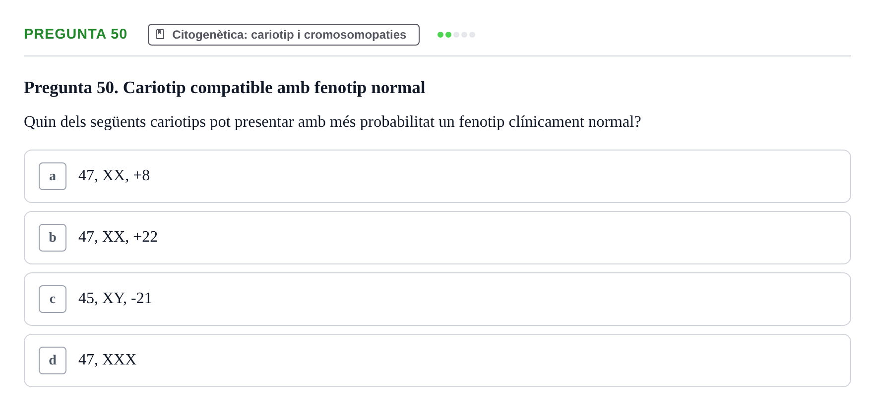 Enunciado: Pregunta 50 · Genòmica Humana UDL Examen: Genòmica Humana (2n Parcial)