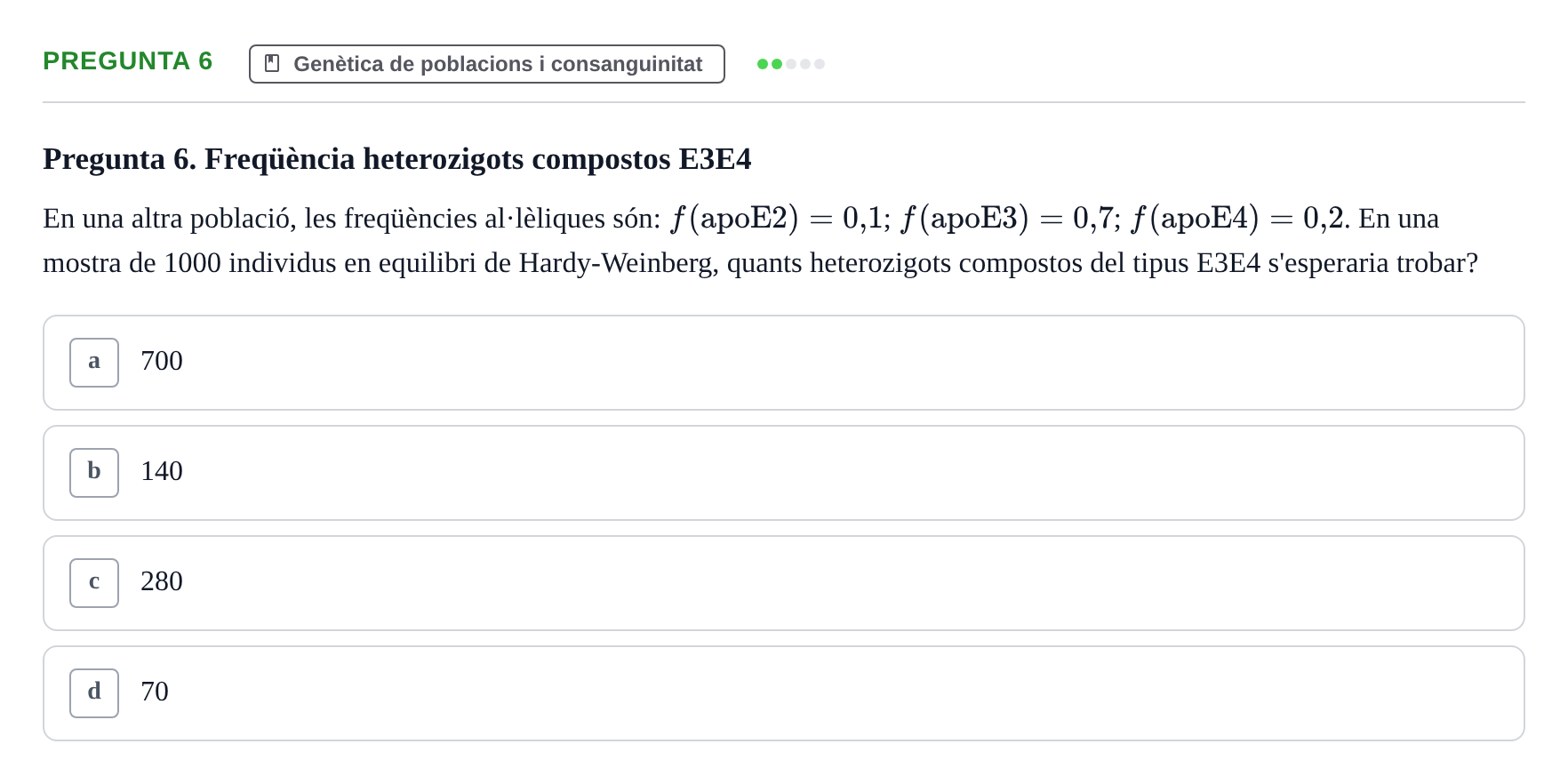 Enunciado: Pregunta 6 · Genòmica Humana UDL Examen: Genòmica Humana (2n Parcial)
