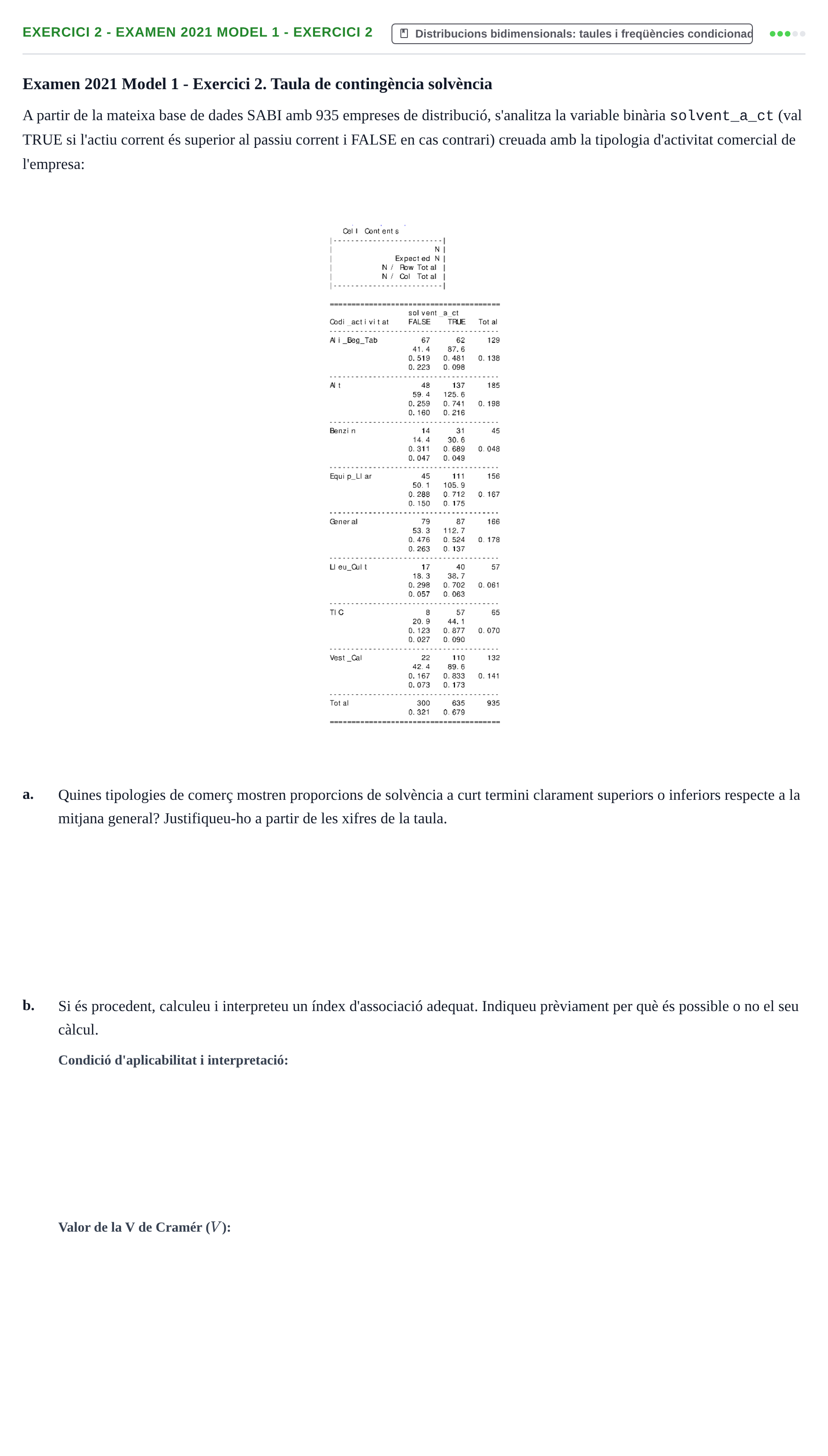 Enunciado: Ejercicio 2 - Examen 2021 Model 1 - Exercici 2 · Estadística I URV 2021