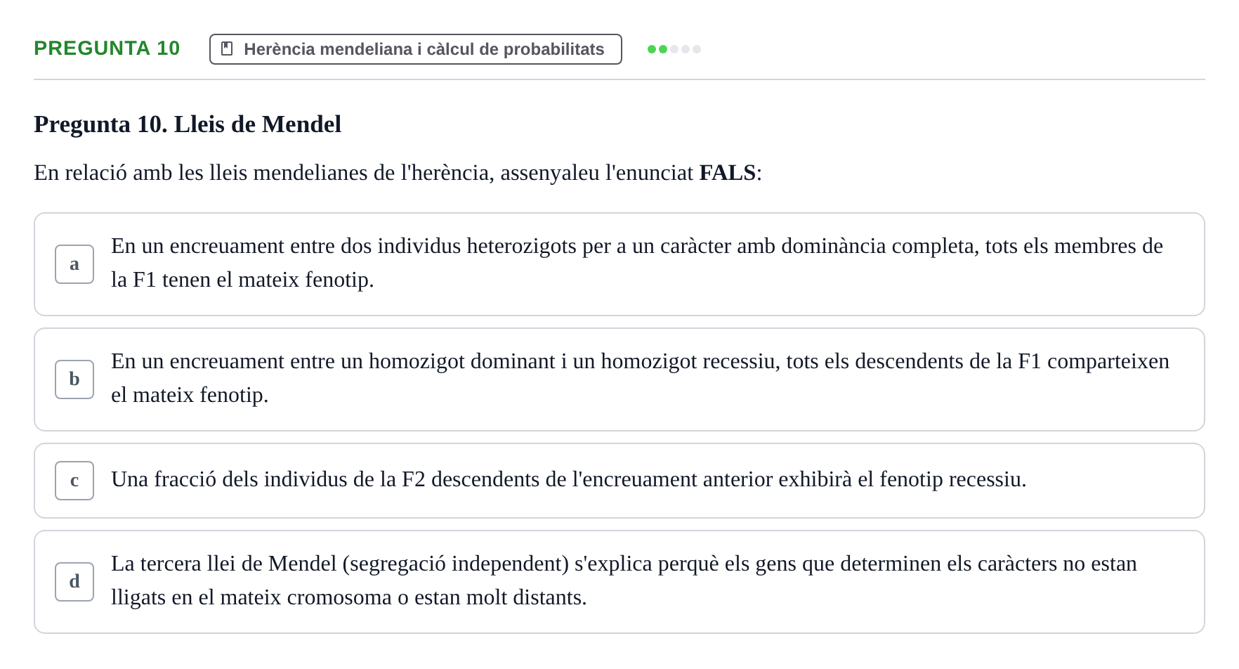 Enunciado: Pregunta 10 · Genòmica Humana UDL 2019