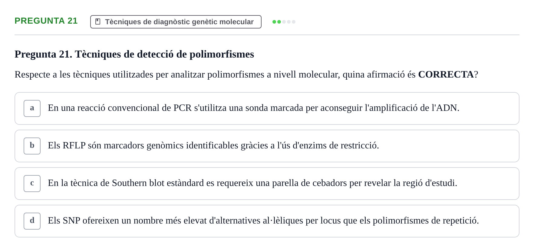 Enunciado: Pregunta 21 · Genòmica Humana UDL 2019