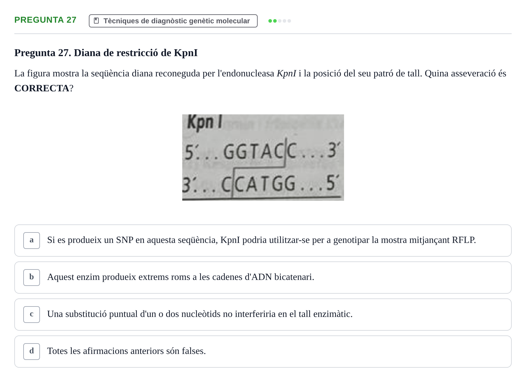 Enunciado: Pregunta 27 · Genòmica Humana UDL 2019