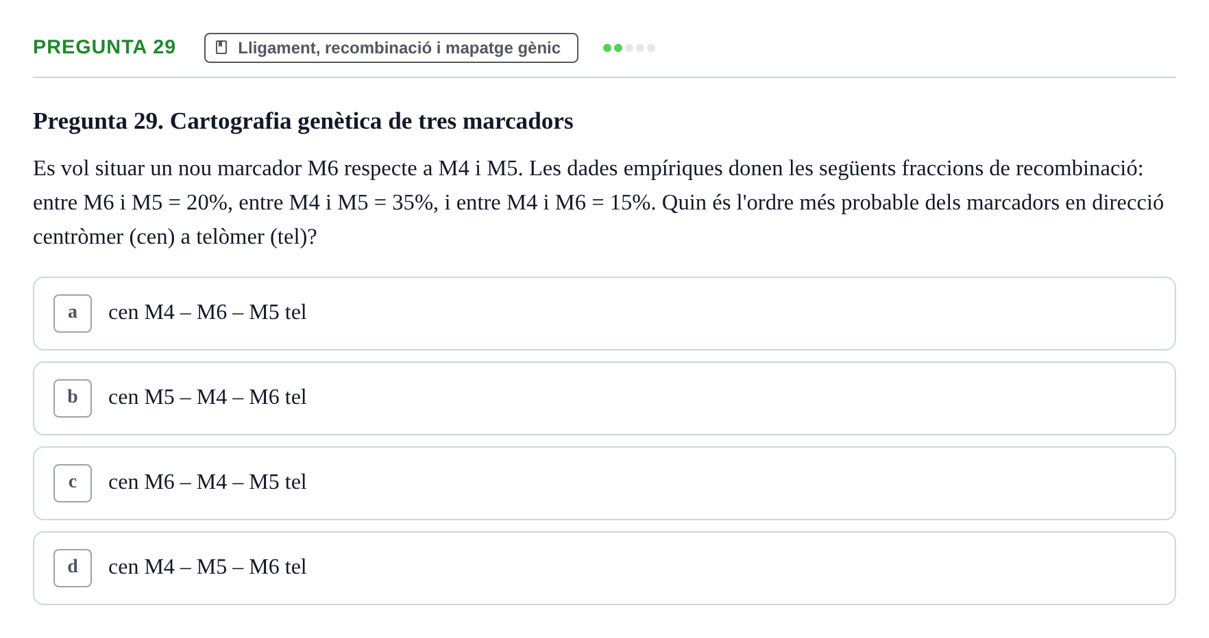 Enunciado: Pregunta 29 · Genòmica Humana UDL 2019