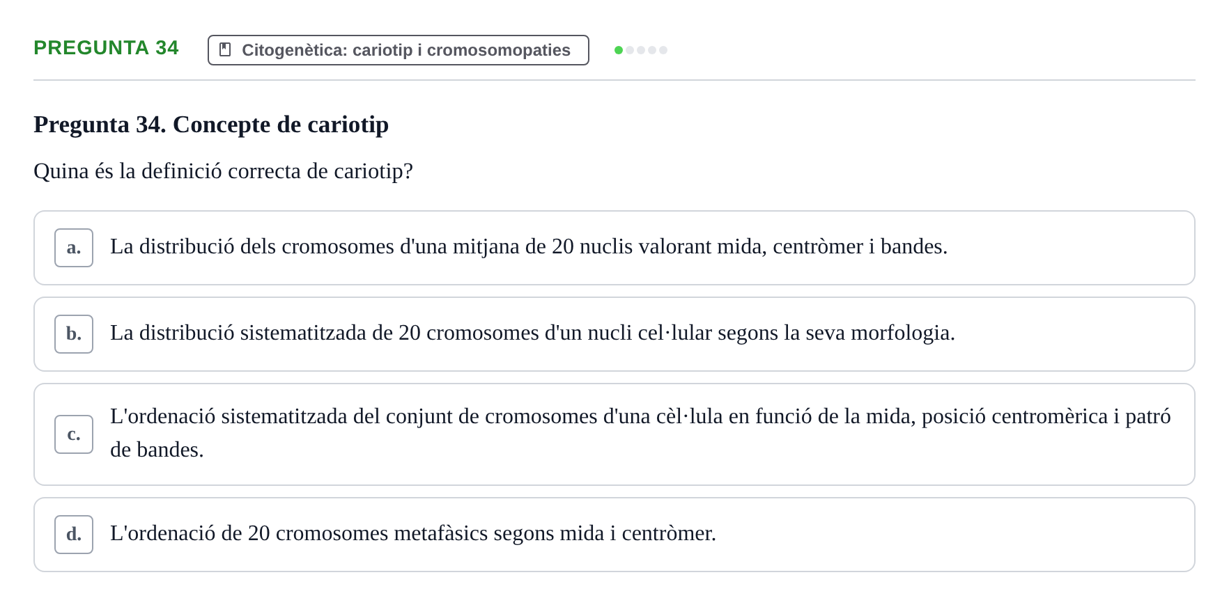 Enunciado: Pregunta 34 · Genòmica Humana UDL 2019