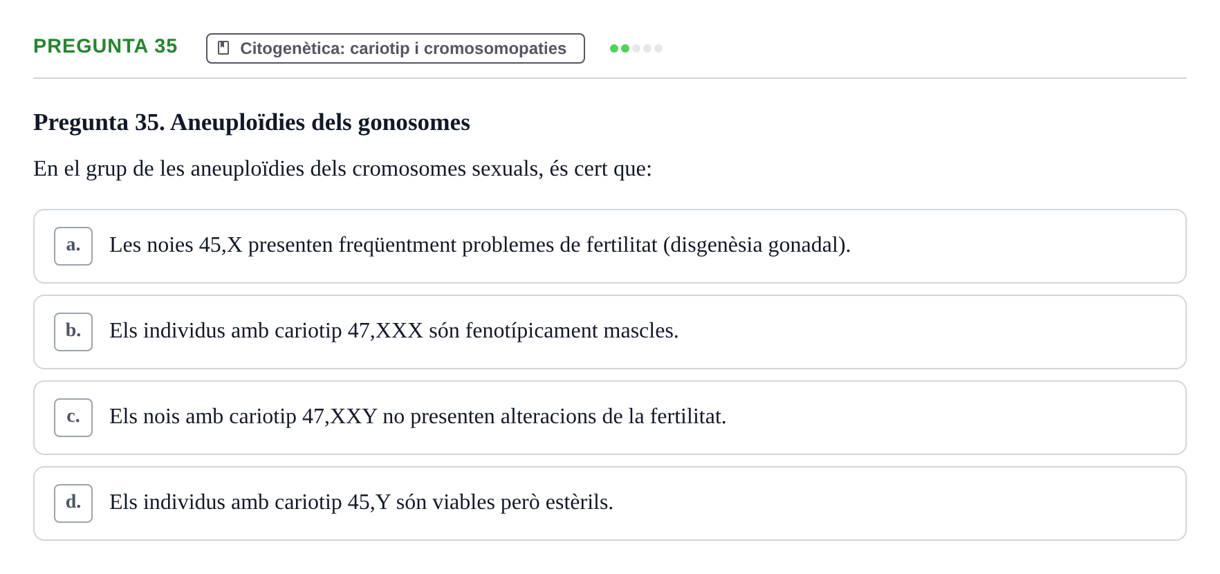 Enunciado: Pregunta 35 · Genòmica Humana UDL 2019