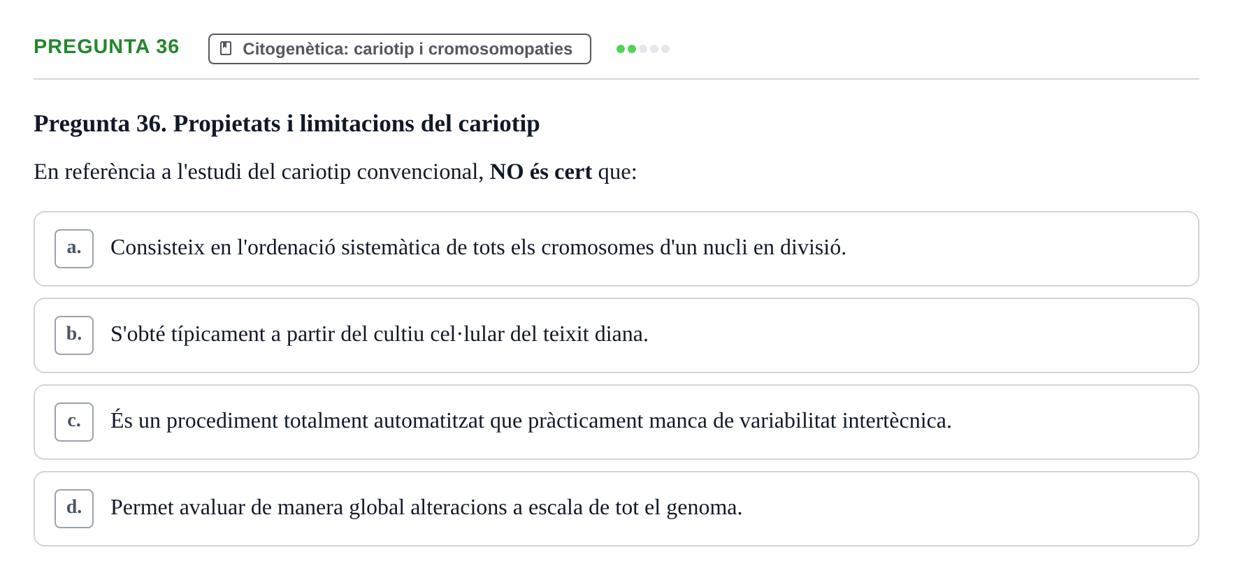 Enunciado: Pregunta 36 · Genòmica Humana UDL 2019