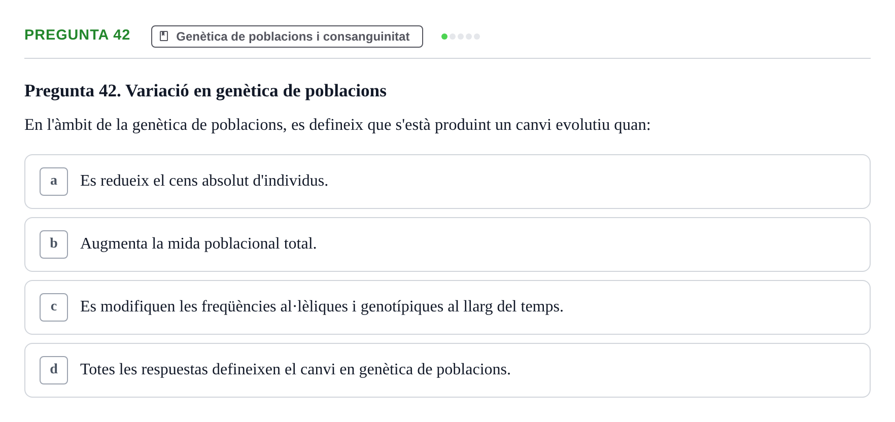 Enunciado: Pregunta 42 · Genòmica Humana UDL 2019