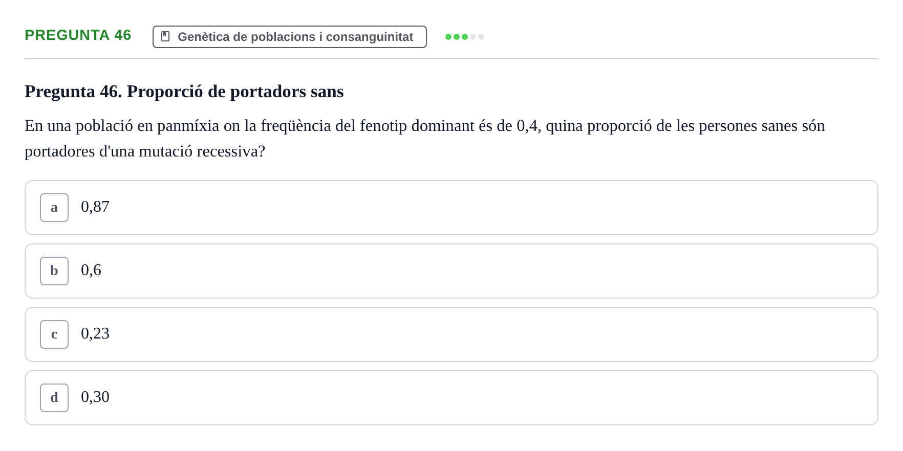 Enunciado: Pregunta 46 · Genòmica Humana UDL 2019