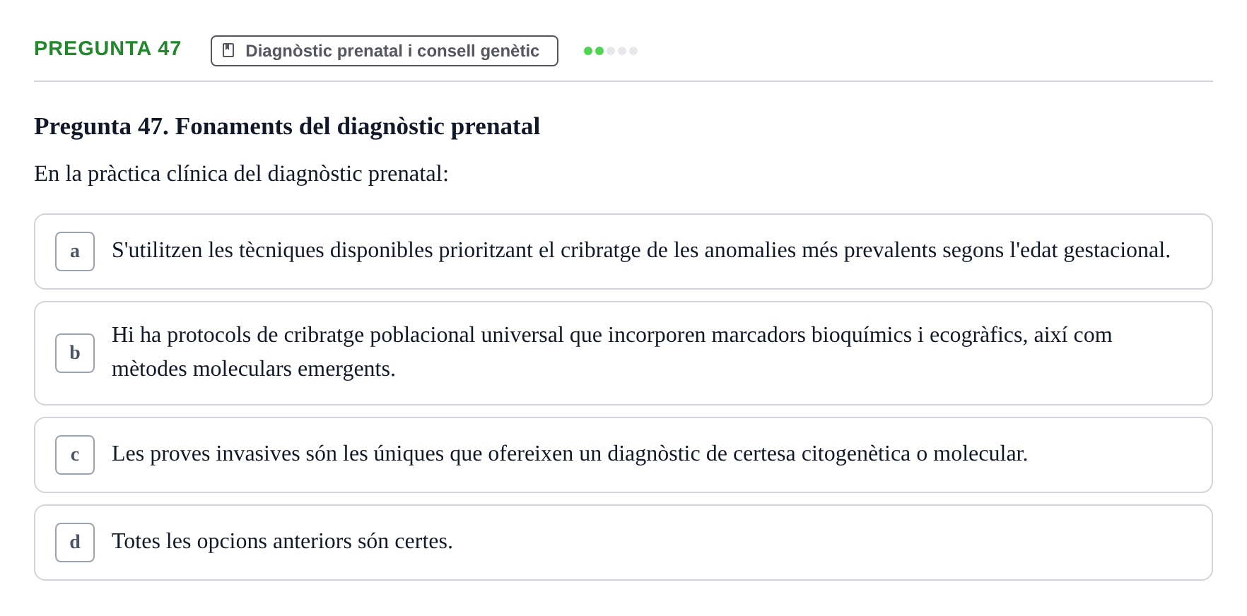 Enunciado: Pregunta 47 · Genòmica Humana UDL 2019