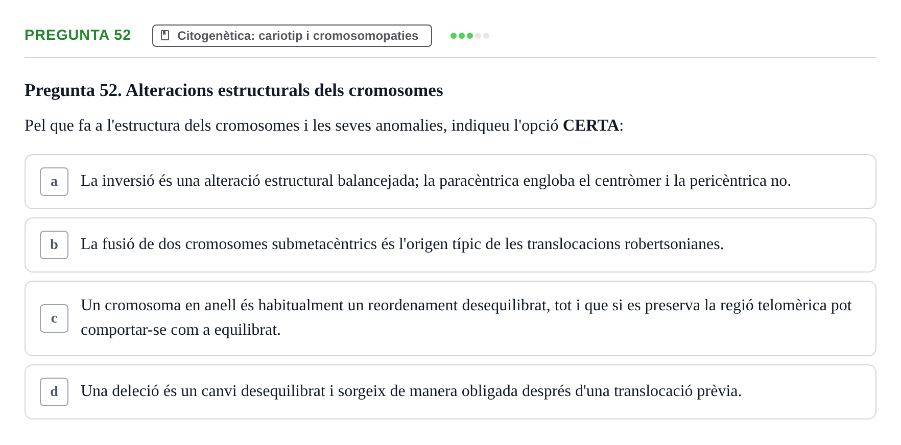 Enunciado: Pregunta 52 · Genòmica Humana UDL 2019