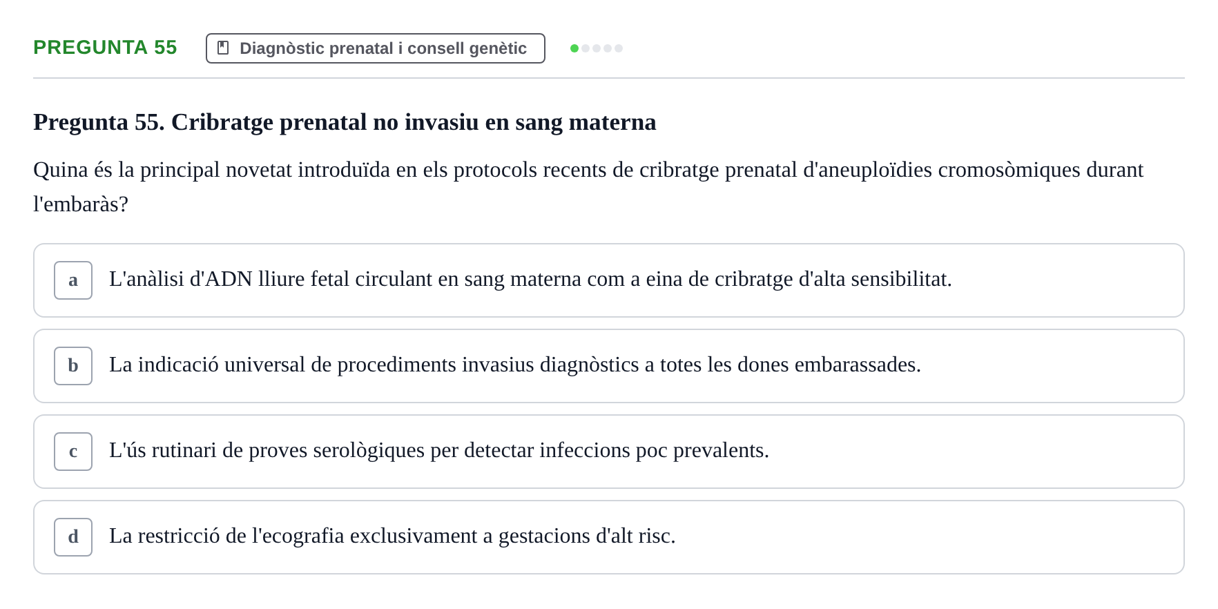 Enunciado: Pregunta 55 · Genòmica Humana UDL 2019