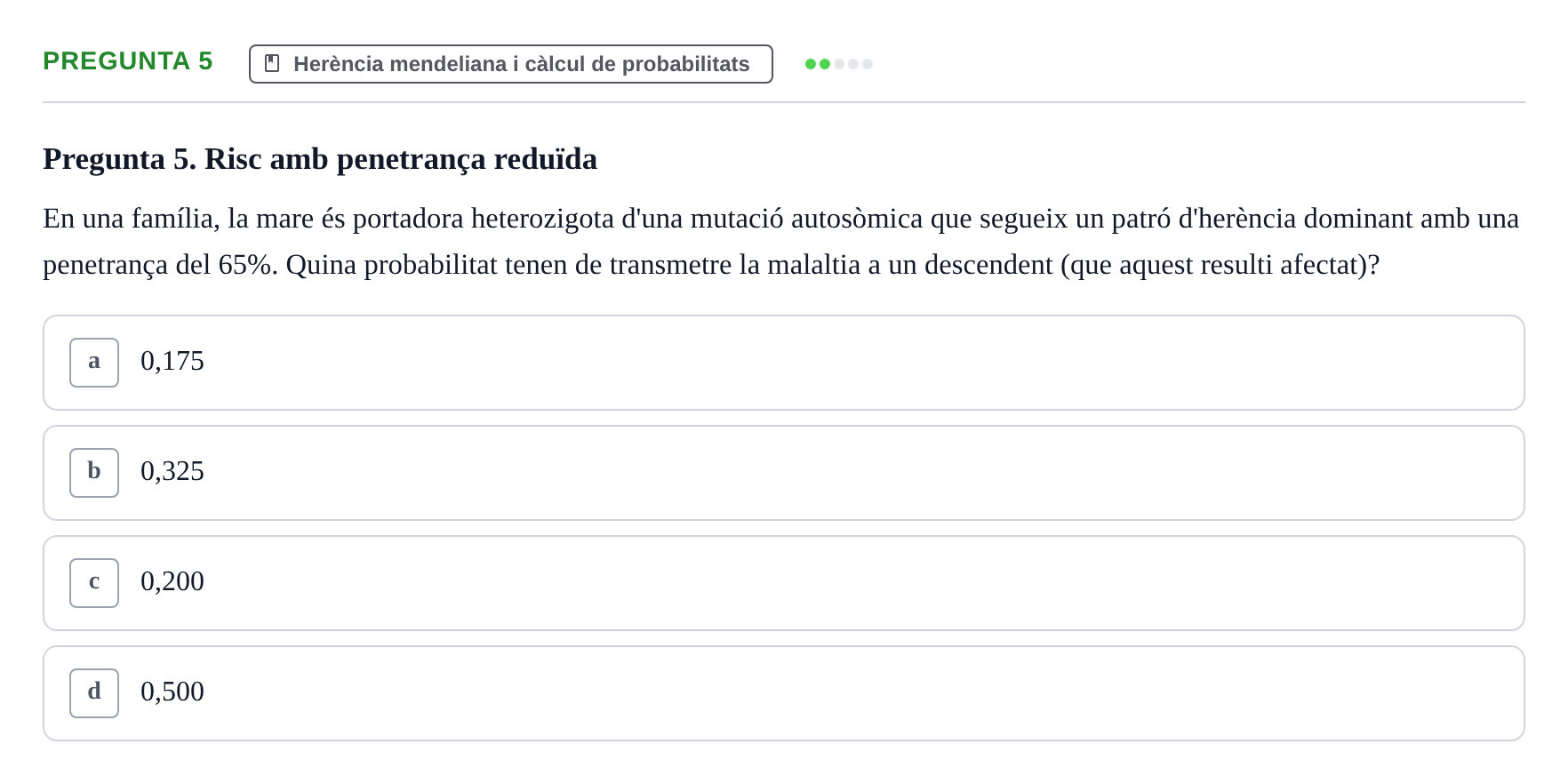 Enunciado: Pregunta 5 · Genòmica Humana UDL 2019