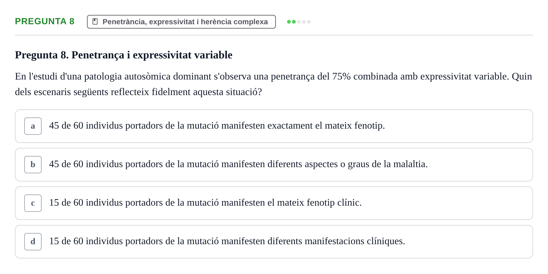 Enunciado: Pregunta 8 · Genòmica Humana UDL 2019