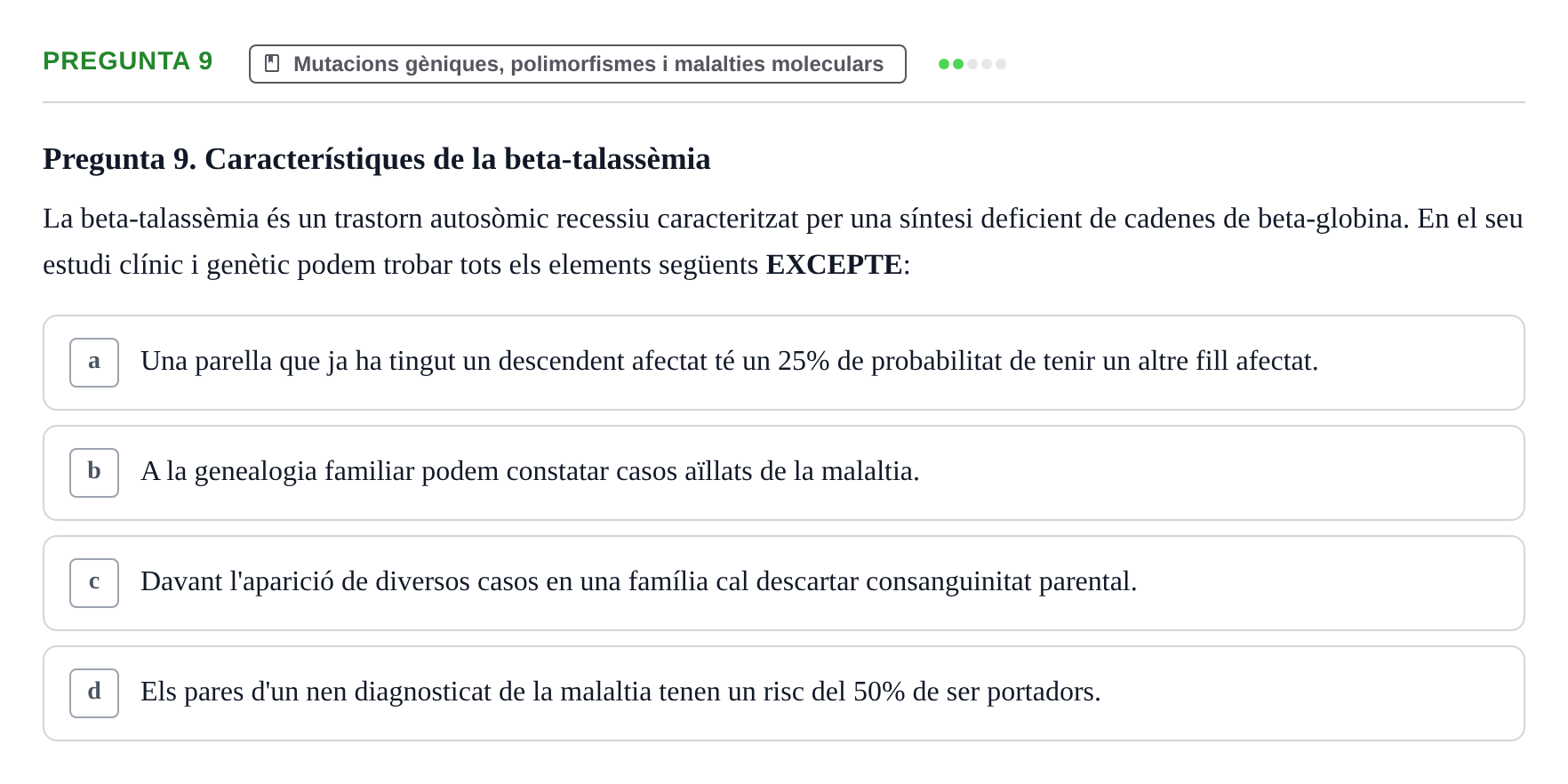 Enunciado: Pregunta 9 · Genòmica Humana UDL 2019
