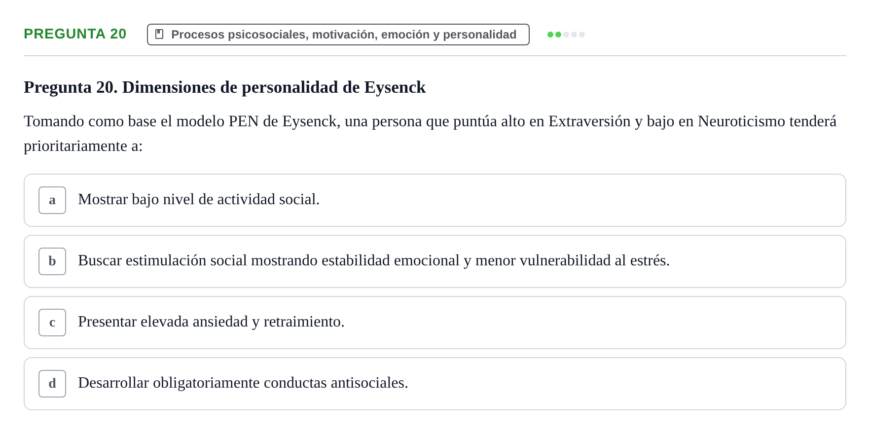 Enunciado: Pregunta 20