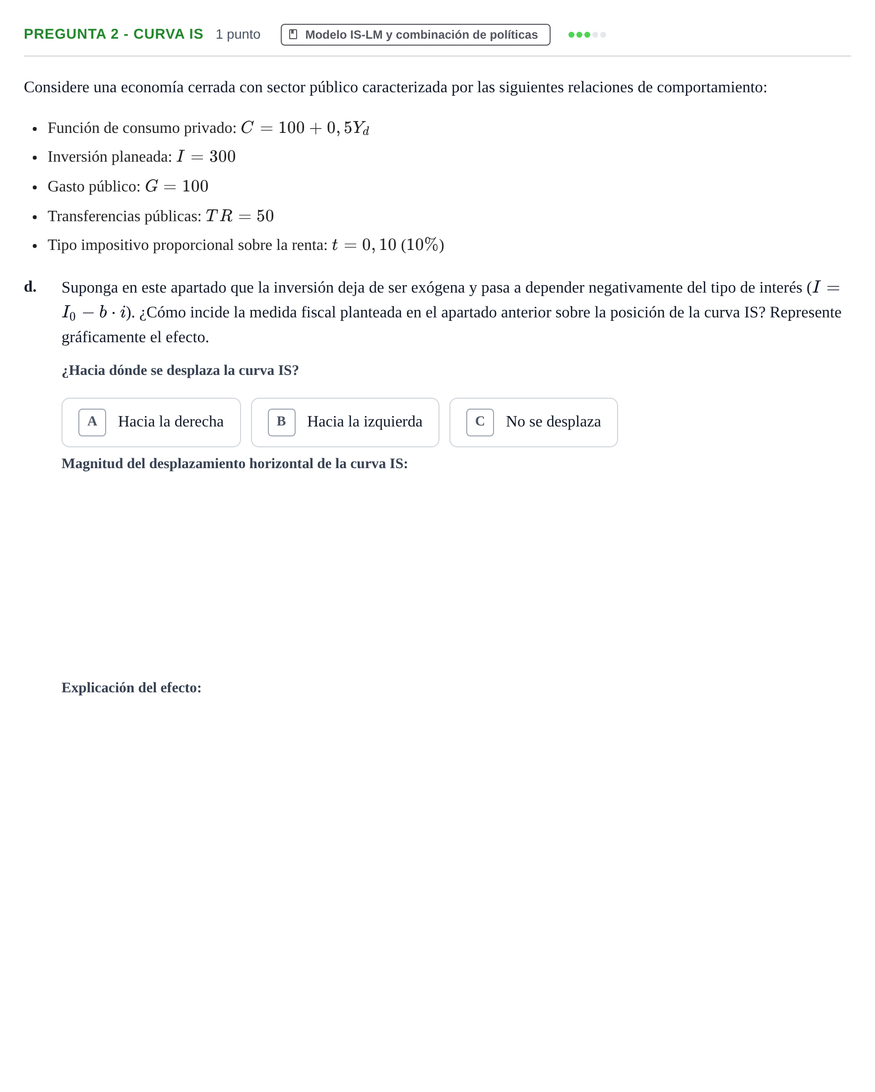 Enunciado: Pregunta 2 - Curva IS · Introducción a la Macroeconomía URV 2024