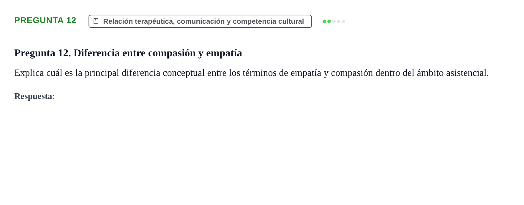 Enunciado: Pregunta 12 · Ética del Cuidar y Bases Conceptuales y Metodológicas de la Enfermería URV Examen de Ética del Cuidar y Fundamentos Metodológicos
