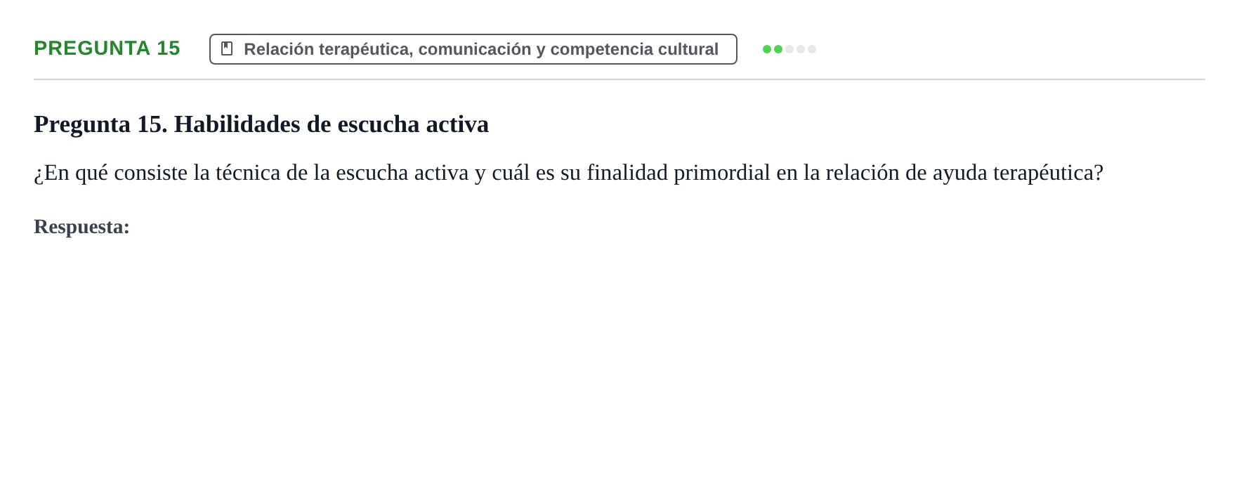 Enunciado: Pregunta 15 · Ética del Cuidar y Bases Conceptuales y Metodológicas de la Enfermería URV Examen de Ética del Cuidar y Fundamentos Metodológicos