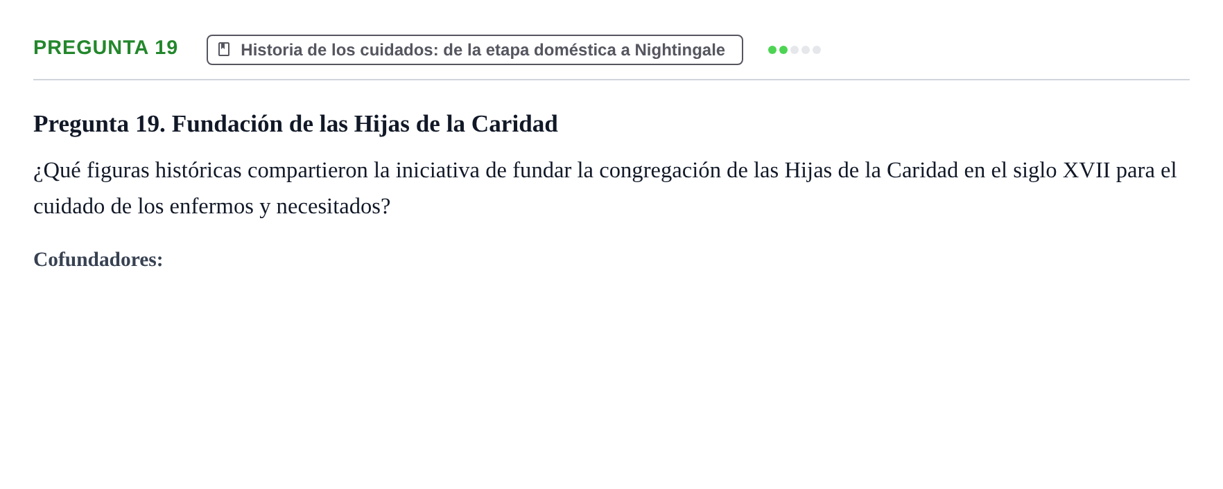 Enunciado: Pregunta 19 · Ética del Cuidar y Bases Conceptuales y Metodológicas de la Enfermería URV Examen de Ética del Cuidar y Fundamentos Metodológicos