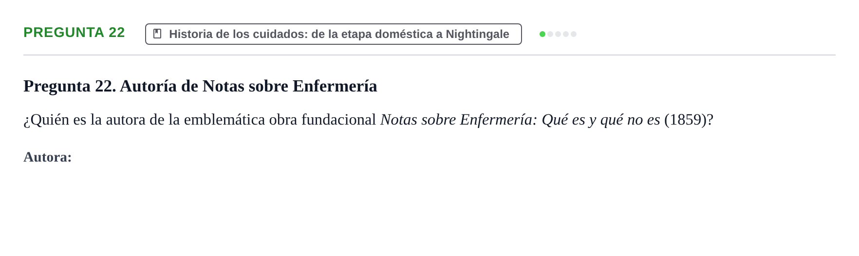 Enunciado: Pregunta 22 · Ética del Cuidar y Bases Conceptuales y Metodológicas de la Enfermería URV Examen de Ética del Cuidar y Fundamentos Metodológicos