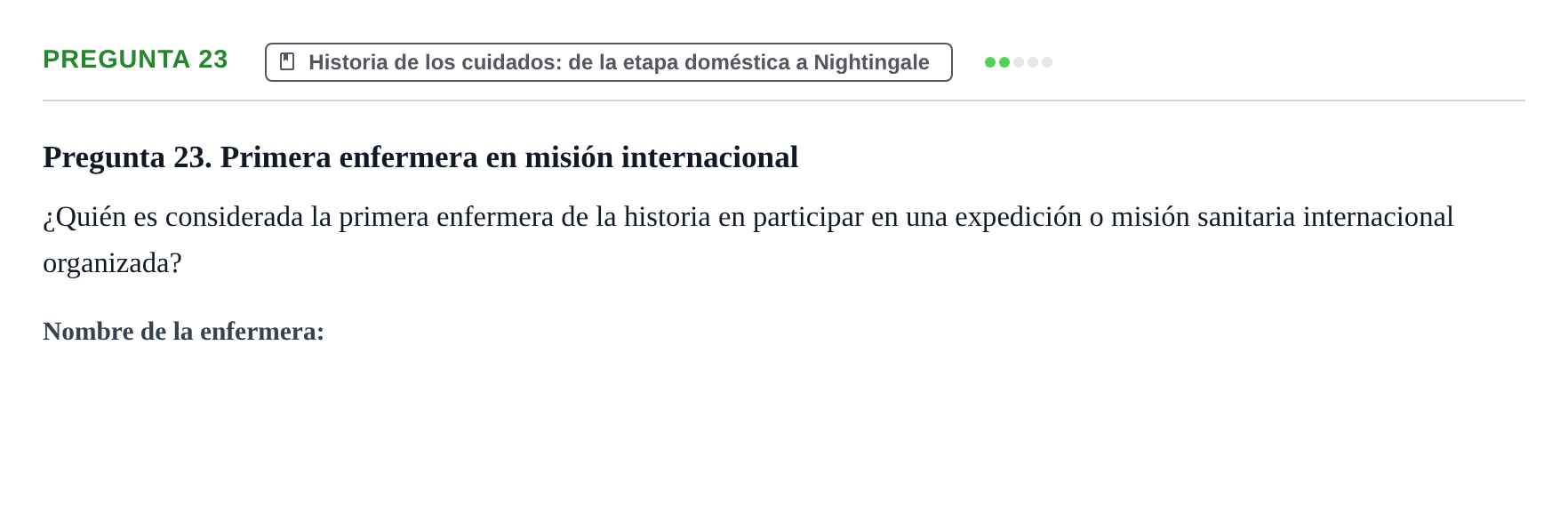 Enunciado: Pregunta 23 · Ética del Cuidar y Bases Conceptuales y Metodológicas de la Enfermería URV Examen de Ética del Cuidar y Fundamentos Metodológicos