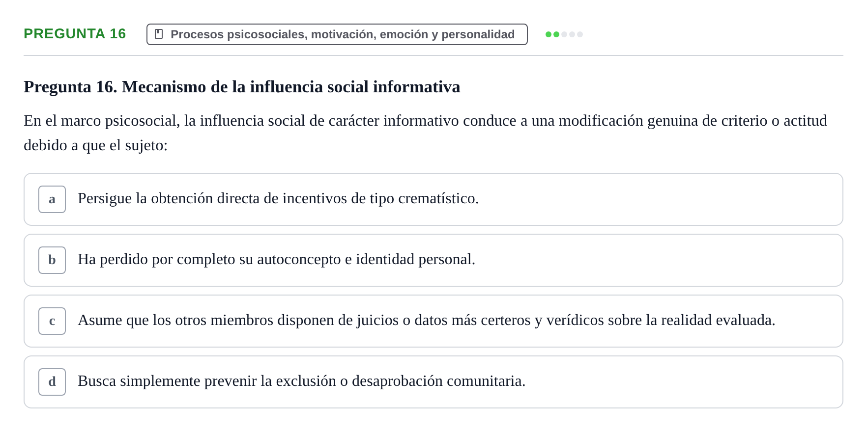Enunciado: Pregunta 16