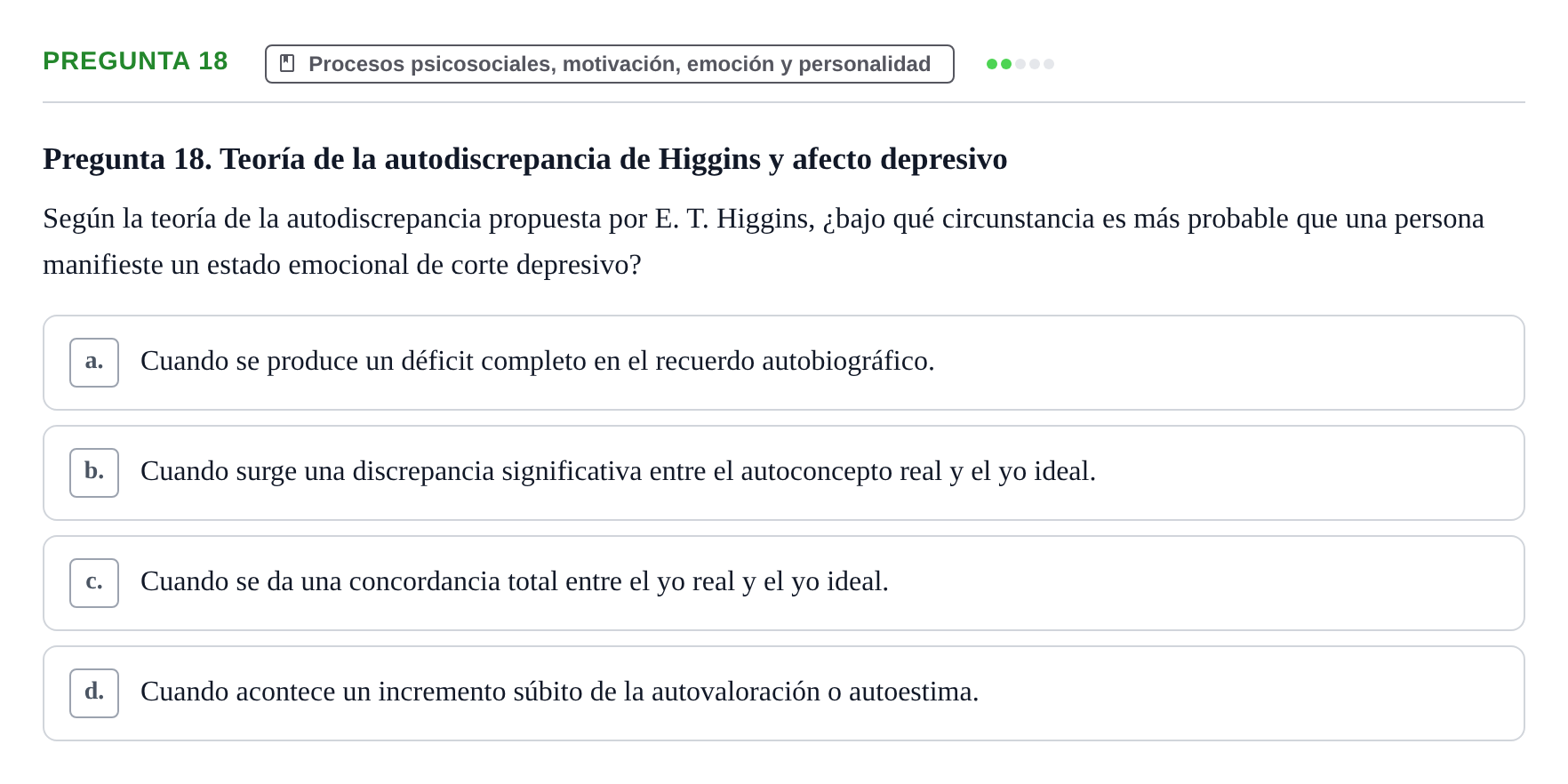 Enunciado: Pregunta 18