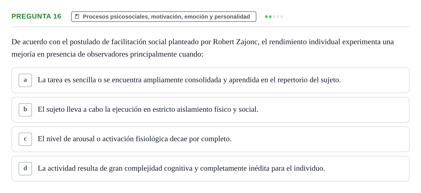 Enunciado: Pregunta 16