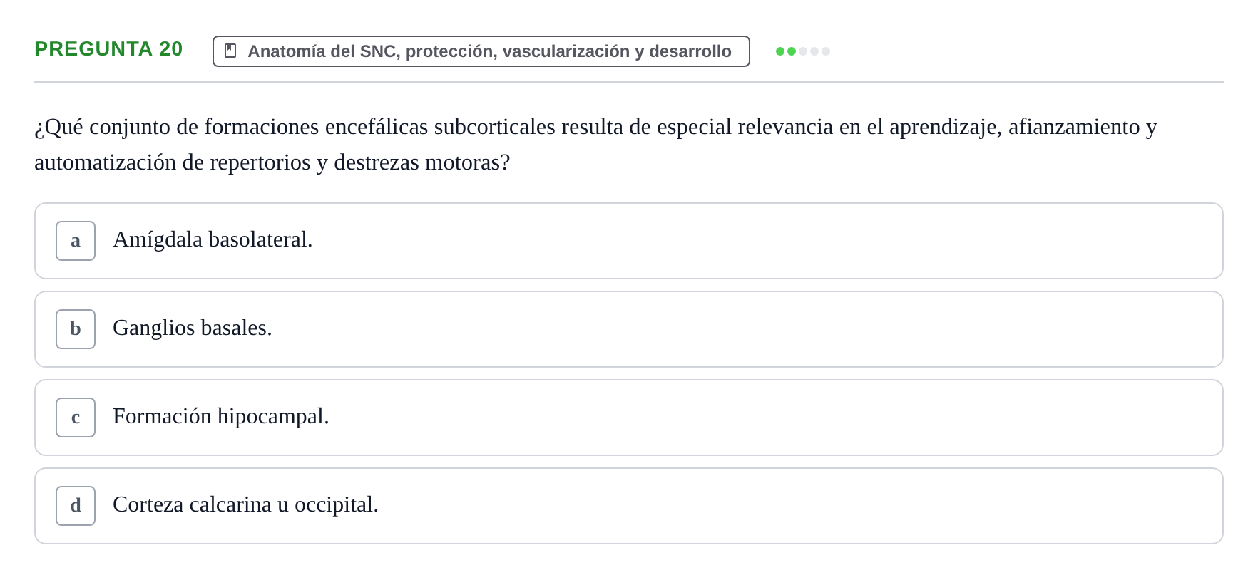 Enunciado: Pregunta 20
