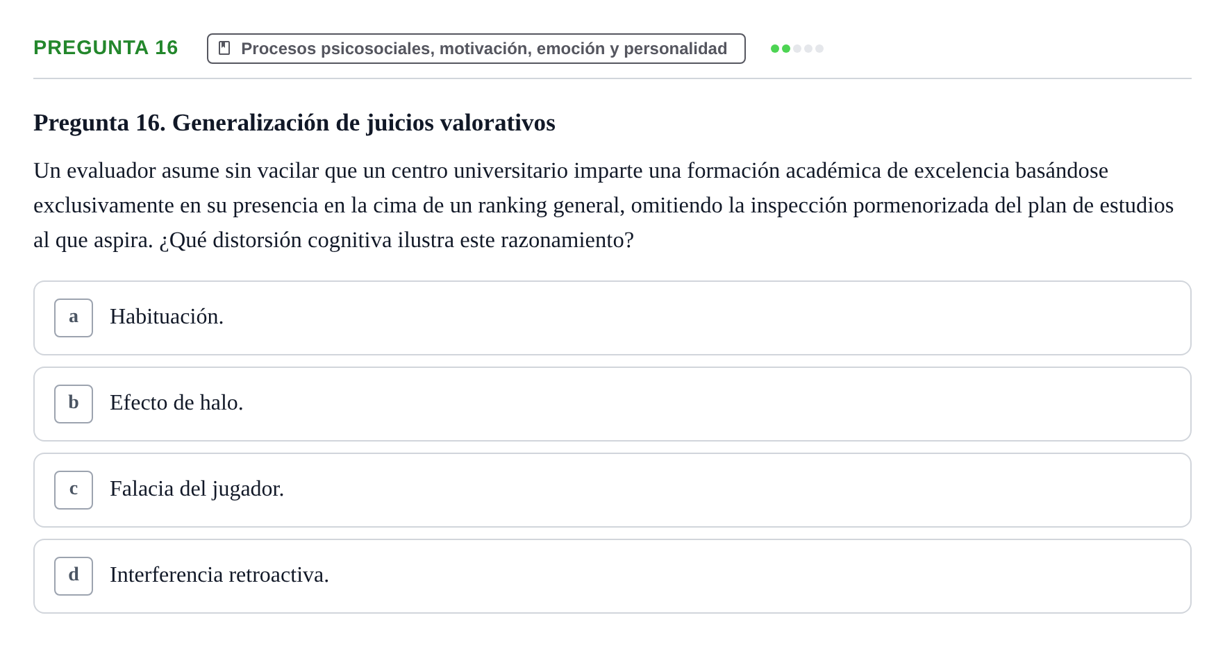 Enunciado: Pregunta 16