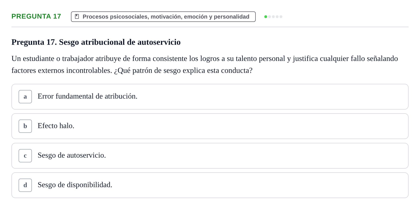 Enunciado: Pregunta 17