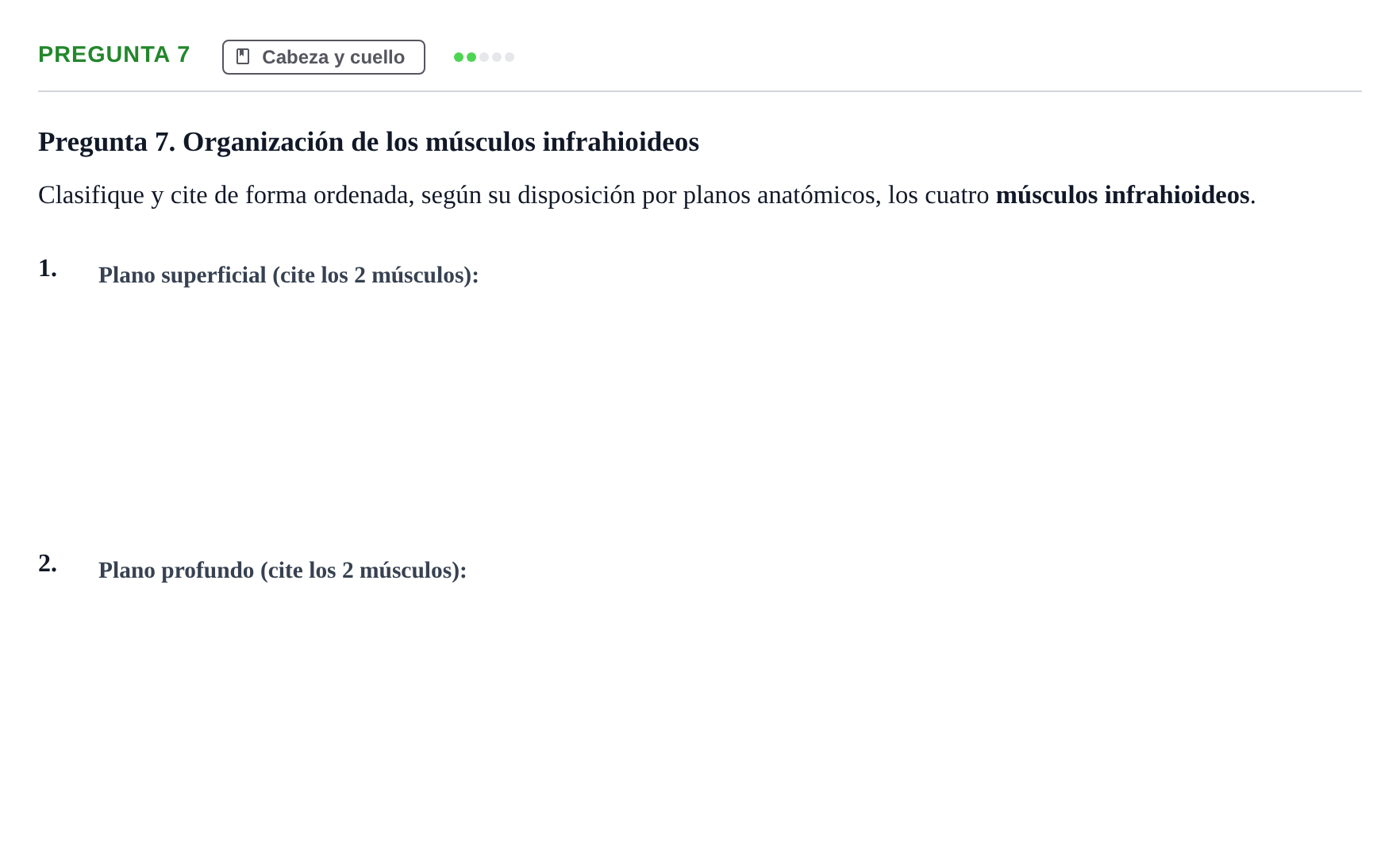 Enunciado: Pregunta 7 · Estructura y Función del Cuerpo Humano i : Anatomía e Histología UPF Examen de ensayo: Anatomía y Embriología