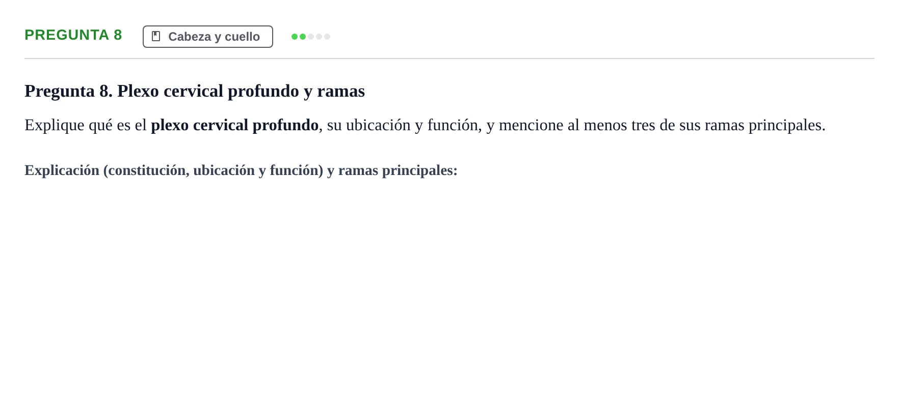 Enunciado: Pregunta 8 · Estructura y Función del Cuerpo Humano i : Anatomía e Histología UPF Examen de ensayo: Anatomía y Embriología