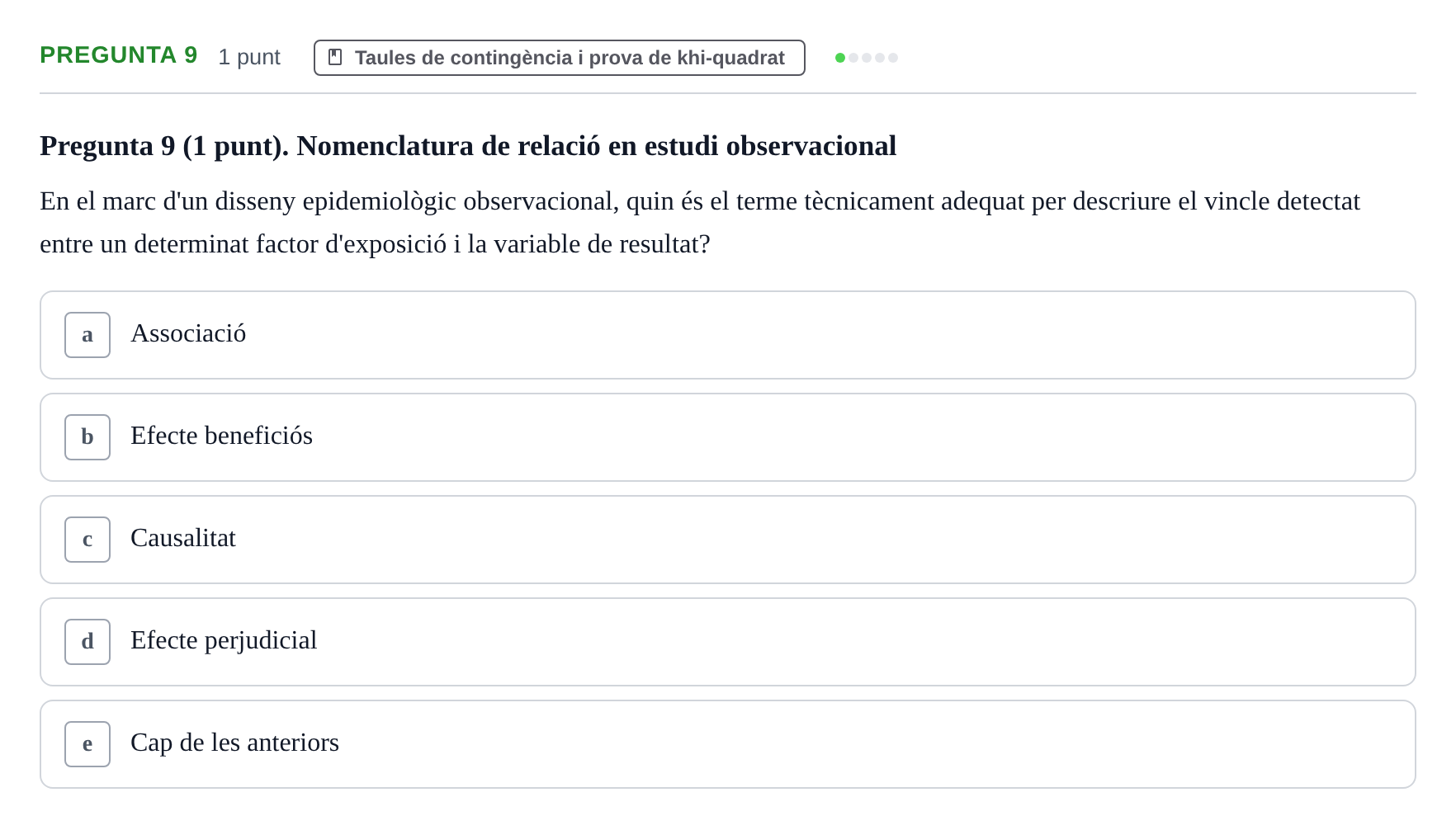 Enunciado: Pregunta 9 · Bioestadística URV 2022