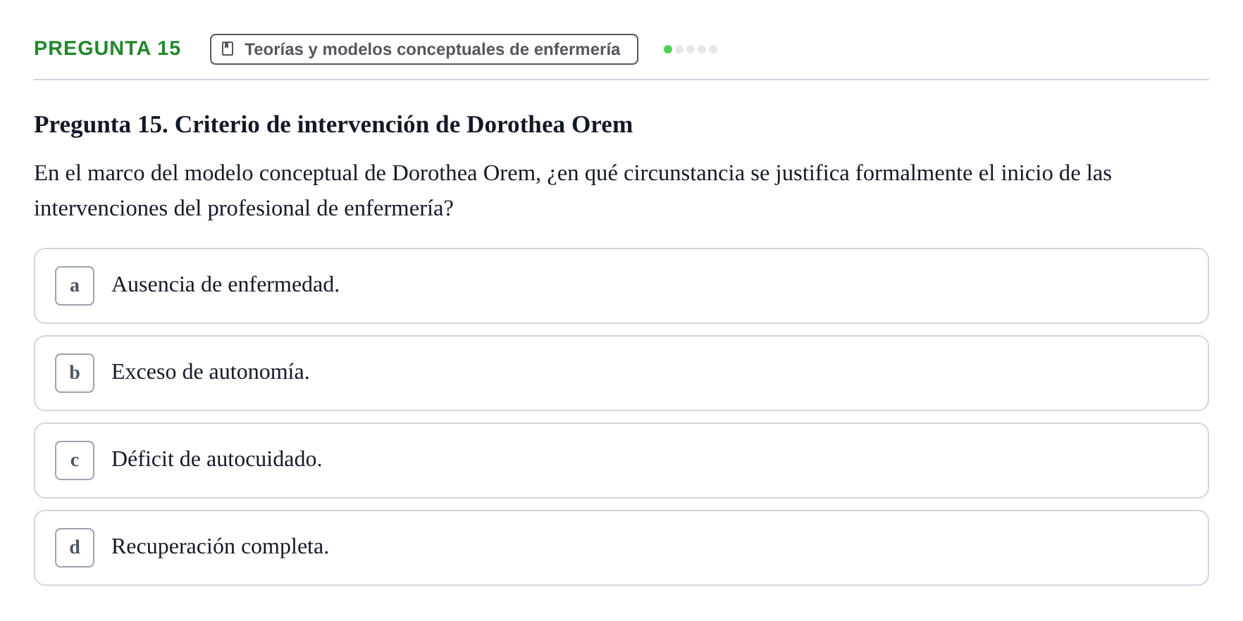 Enunciado: Pregunta 15