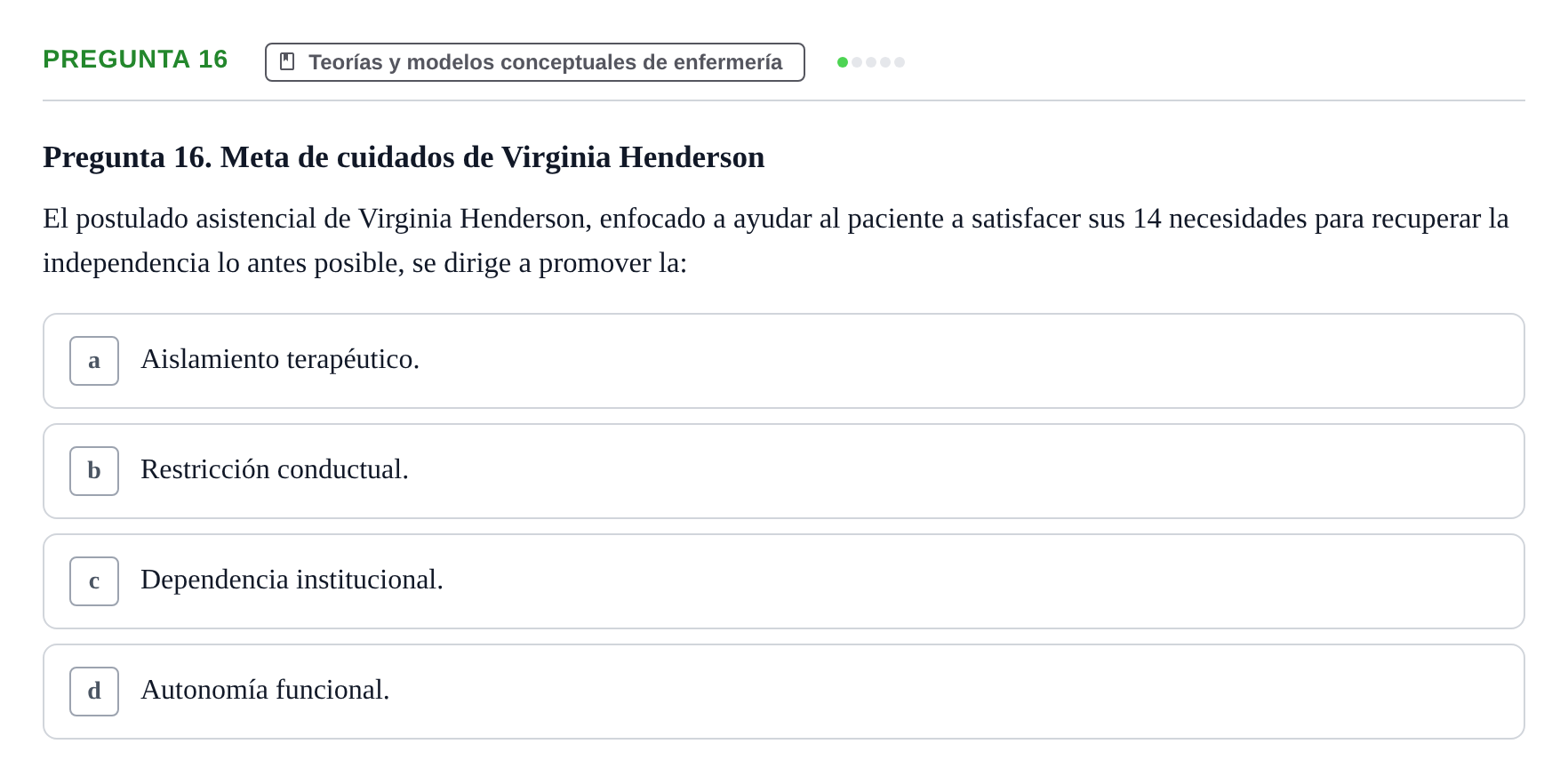 Enunciado: Pregunta 16