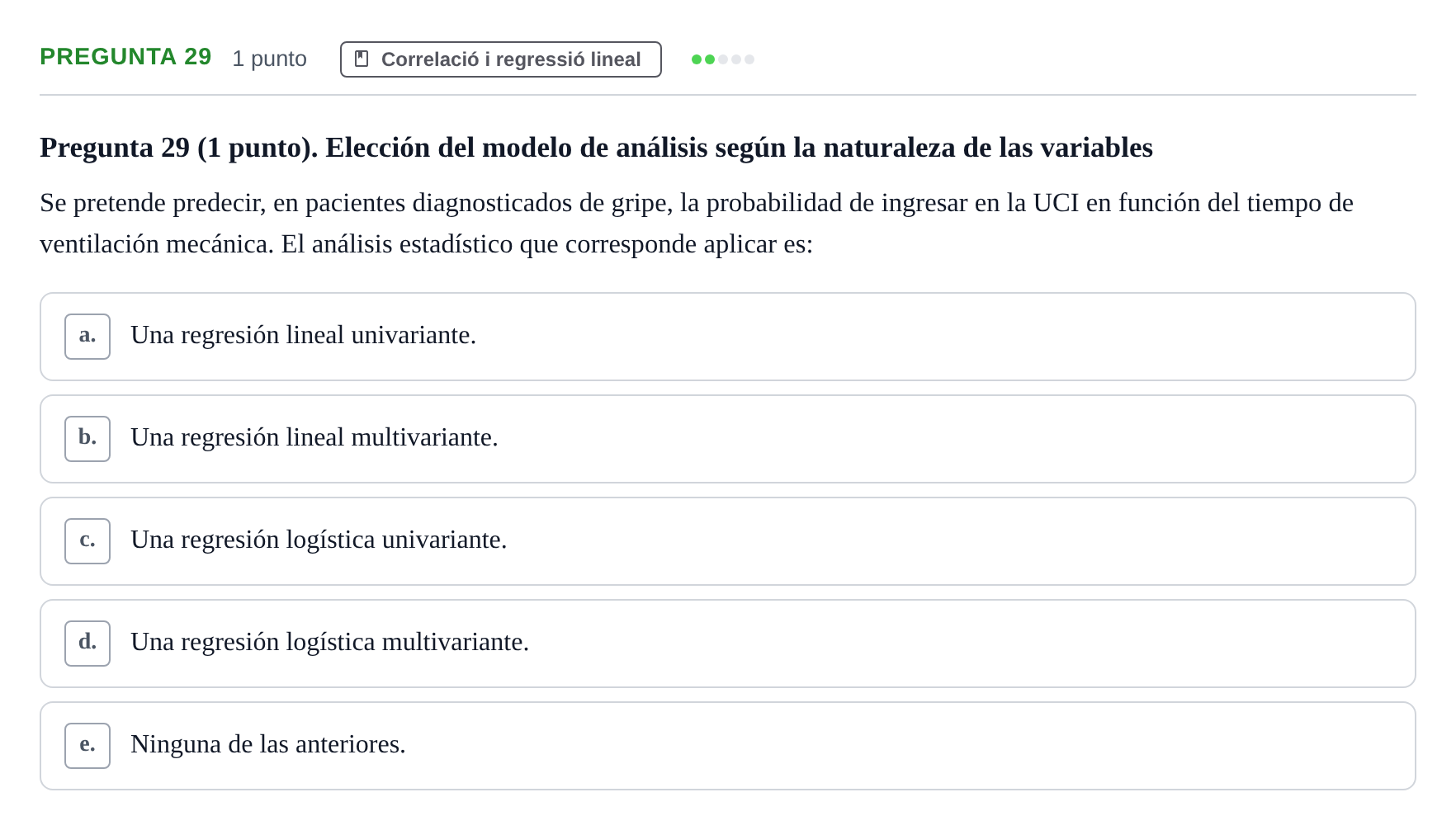 Enunciado: Pregunta 29 · Bioestadística URV 2025
