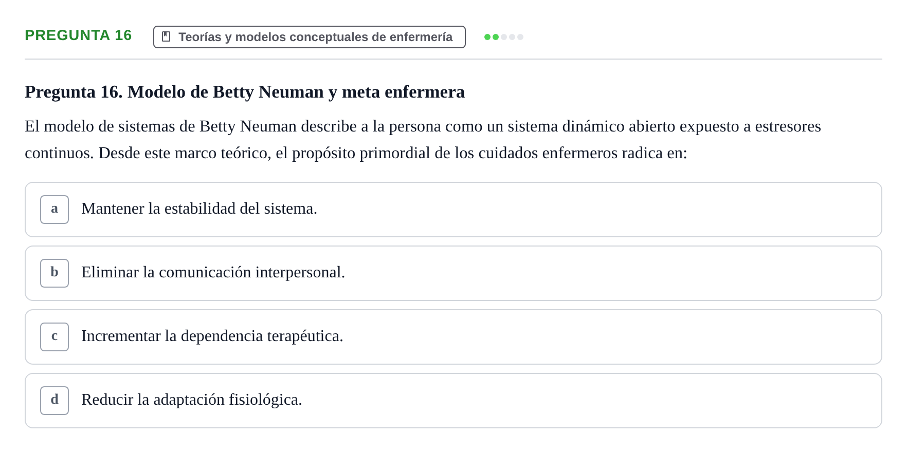 Enunciado: Pregunta 16