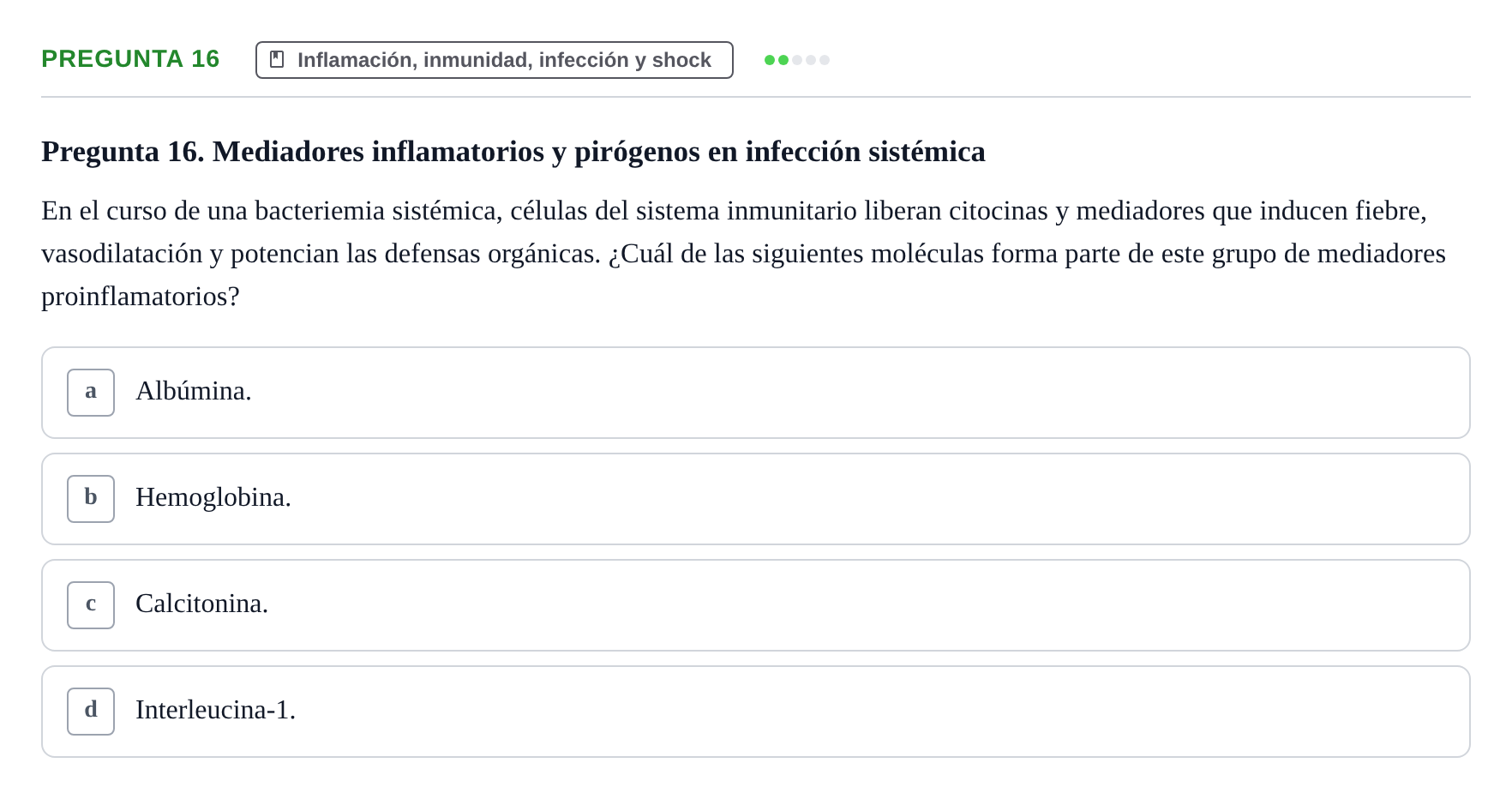 Enunciado: Pregunta 16