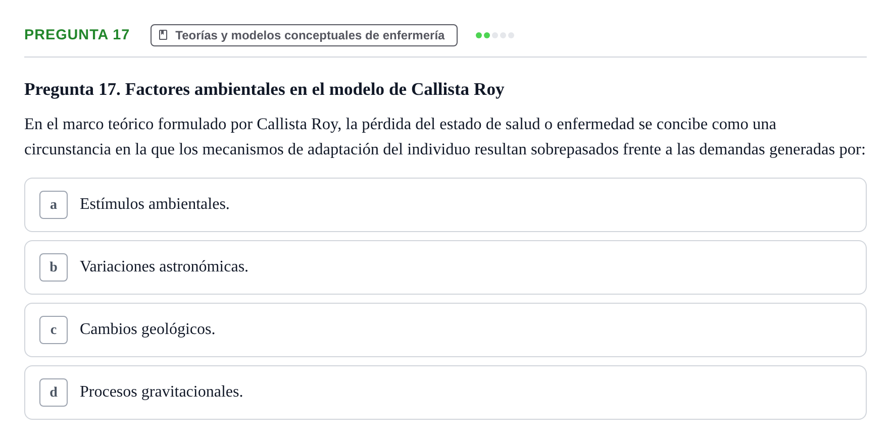 Enunciado: Pregunta 17