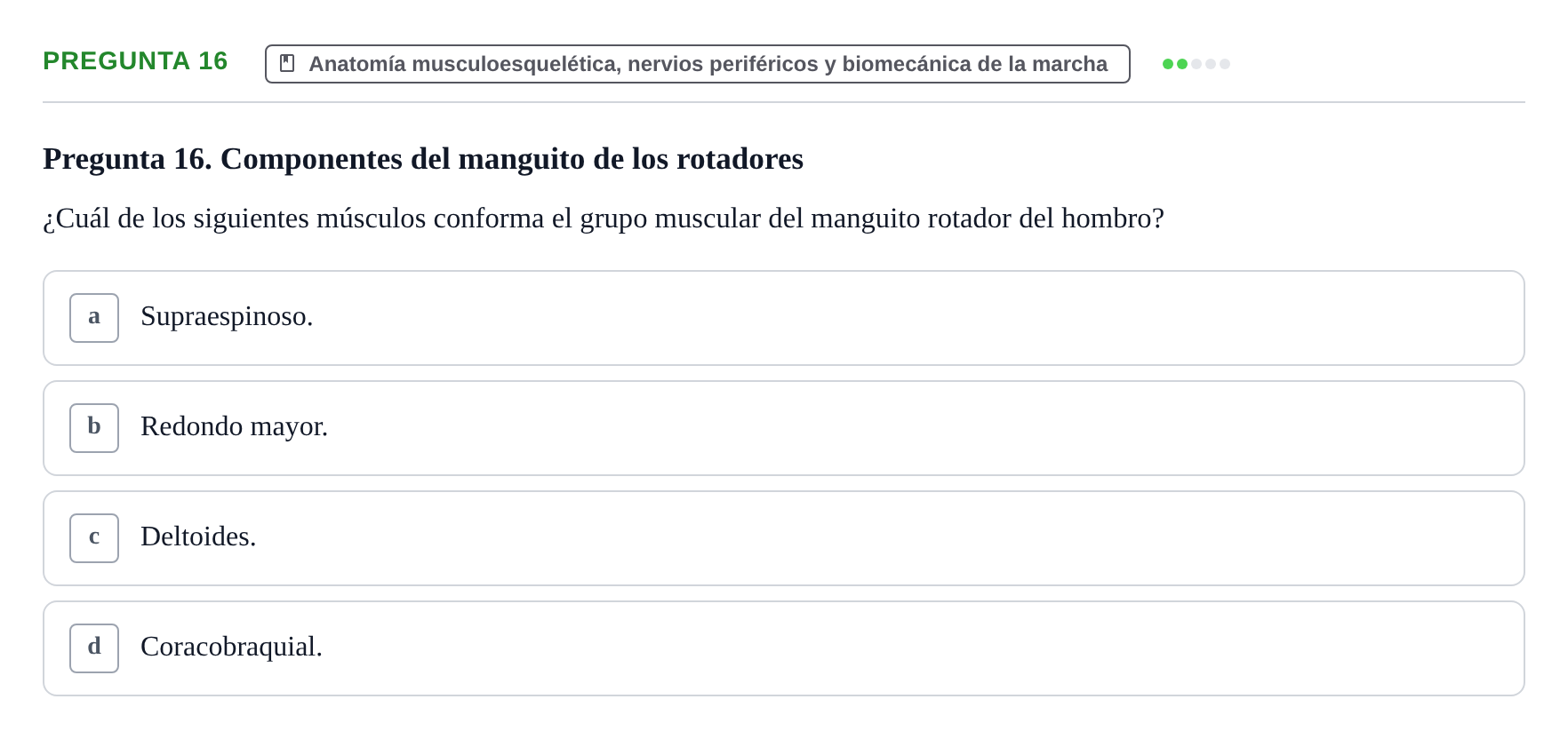Enunciado: Pregunta 16