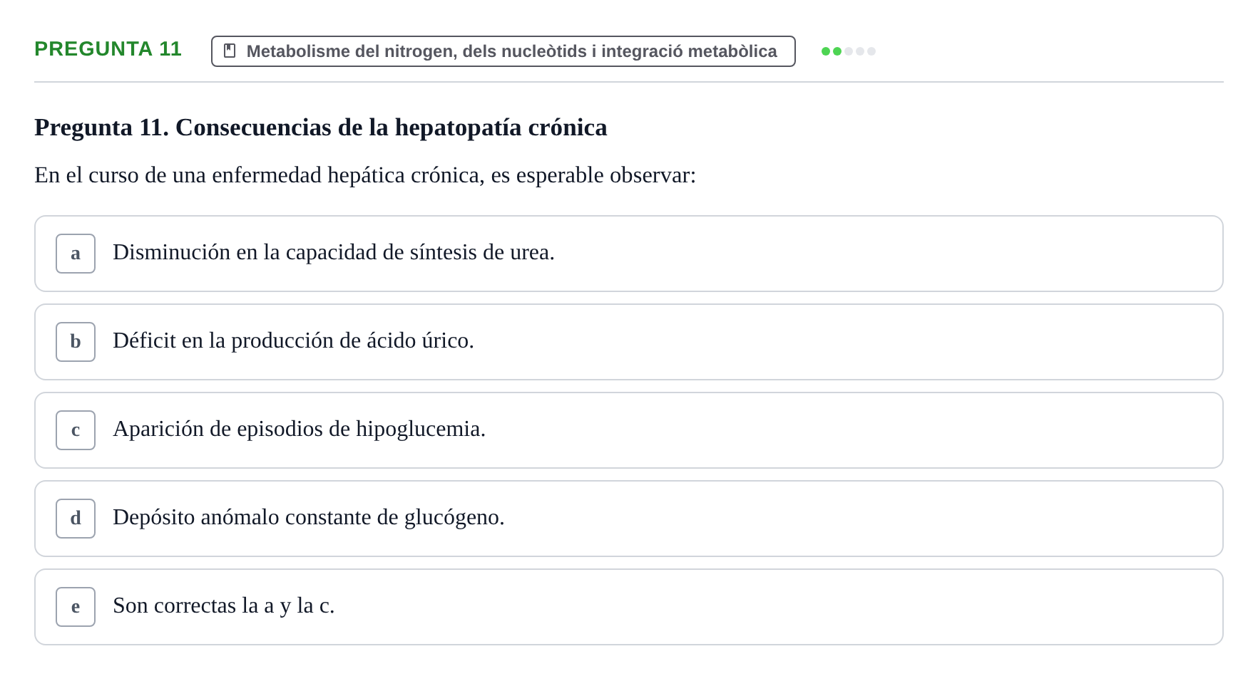 Enunciado: Pregunta 11 · Bioquímica y Biología Molecular URV 2013