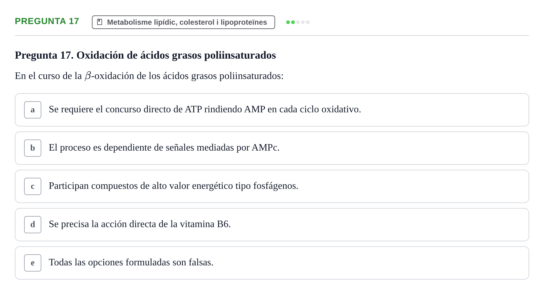 Enunciado: Pregunta 17 · Bioquímica y Biología Molecular URV 2013