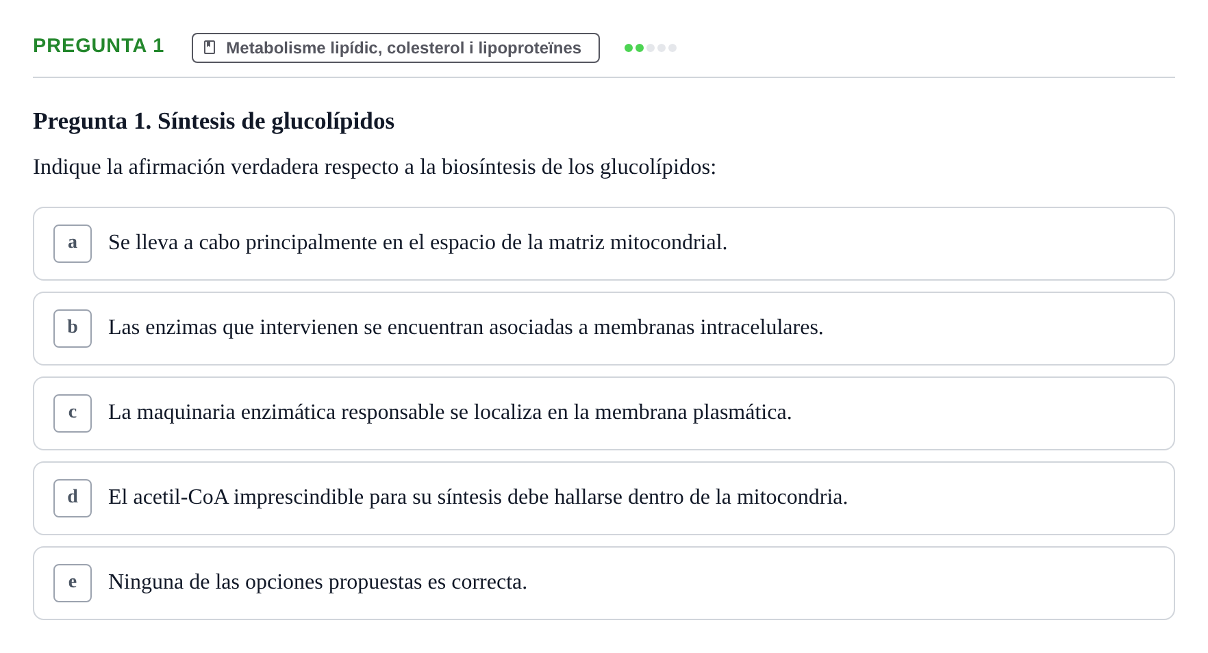Enunciado: Pregunta 1 · Bioquímica y Biología Molecular URV 2013