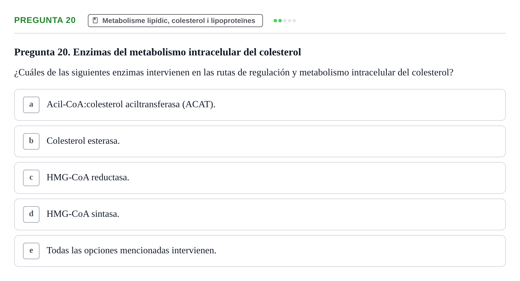 Enunciado: Pregunta 20 · Bioquímica y Biología Molecular URV 2013