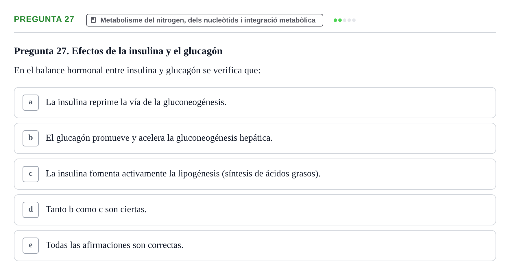 Enunciado: Pregunta 27 · Bioquímica y Biología Molecular URV 2013