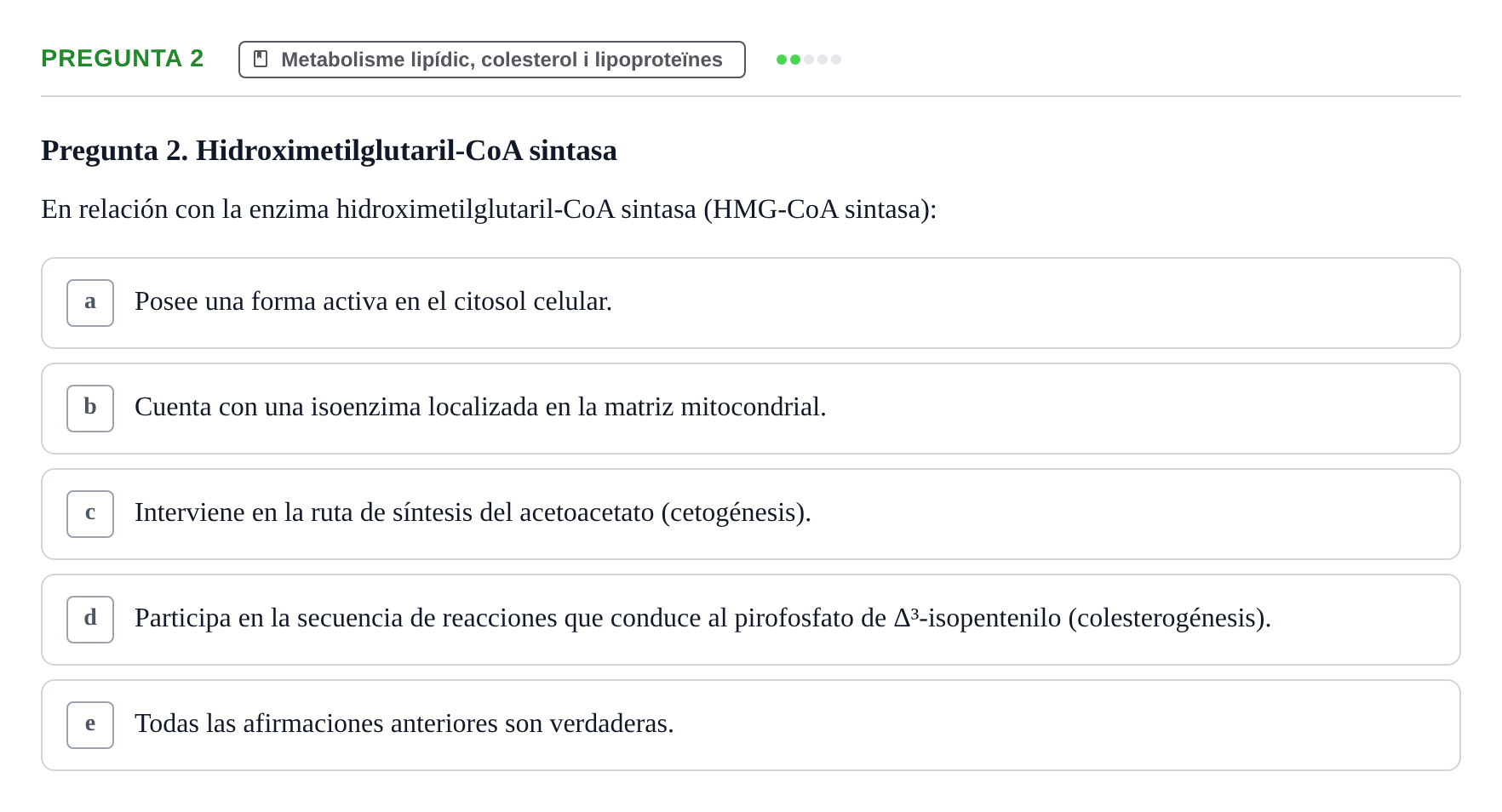 Enunciado: Pregunta 2 · Bioquímica y Biología Molecular URV 2013